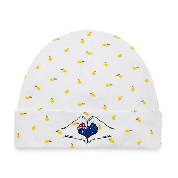 Australien Flagge Herzform - Baby Premium Organic Mütze - Weiß/Zitronengelb - Vorne