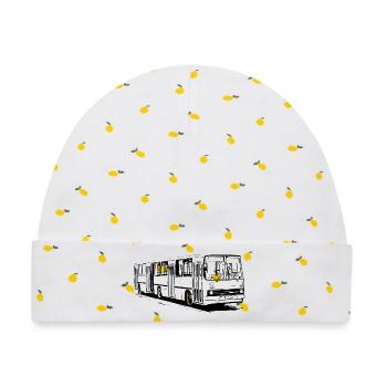 Ikarus Gelenkbus - Baby Premium Organic Mütze - Weiß/Zitronengelb - Vorne