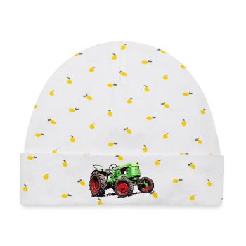 Alter Deutz Traktor D25 - Baby Premium Organic Mütze - Weiß/Zitronengelb - Vorne