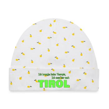 Therapie Tirol - Baby Premium Organic Mütze - Weiß/Zitronengelb - Vorne