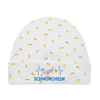Schnorcheln Herzschlag - Baby Premium Organic Mütze - Weiß/Zitronengelb - Vorne