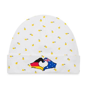 Deutschland Australien Flagge Herzform - Baby Premium Organic Mütze - Weiß/Zitronengelb - Vorne