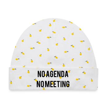 No Agenda No Meeting - Baby Premium Organic Mütze - Weiß/Zitronengelb - Vorne