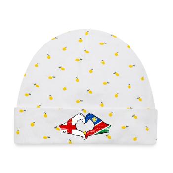 England Namibia Flagge Hände Herz - Baby Premium Organic Mütze - Weiß/Zitronengelb - Vorne