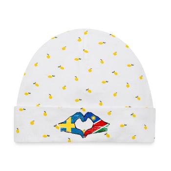 Schweden Nairobi Flagge Herz Hände - Baby Premium Organic Mütze - Weiß/Zitronengelb - Vorne