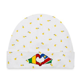 Mali Nairobi Flagge Hände Herz - Baby Premium Organic Mütze - Weiß/Zitronengelb - Vorne