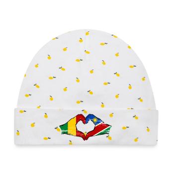 Mali Nairobi Flagge Hände Herz used - Baby Premium Organic Mütze - Weiß/Zitronengelb - Vorne