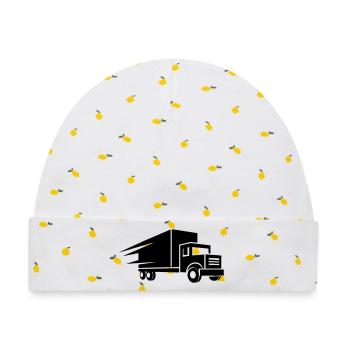 Transporter Lkw Symbol - Baby Premium Organic Mütze - Weiß/Zitronengelb - Vorne