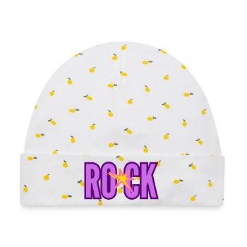 ROCK Violet Star Damen - Baby Premium Organic Mütze - Weiß/Zitronengelb - Vorne