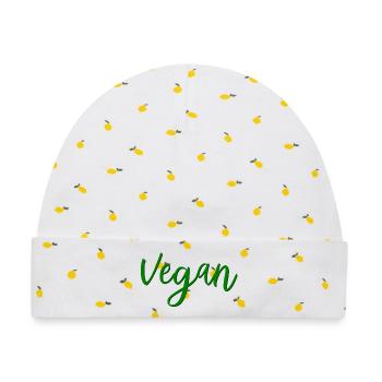 Vegan - Veganerin - Veganer - Baby Premium Organic Mütze - Weiß/Zitronengelb - Vorne