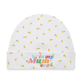 In My Mum Era – Bunt & Verspielt - Baby Premium Organic Mütze - Weiß/Zitronengelb - Vorne