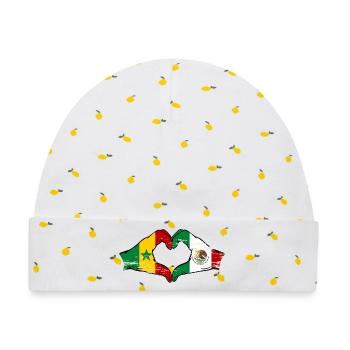 Senegal Mexiko Flagge Herz used - Baby Premium Organic Mütze - Weiß/Zitronengelb - Vorne