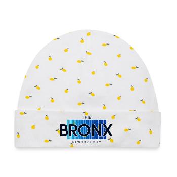 Bronx Skyline Blau Farbverlauf - Baby Premium Organic Mütze - Weiß/Zitronengelb - Vorne