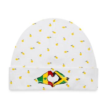 Senegal Jamaika Flagge Hände Herzform used - Baby Premium Organic Mütze - Weiß/Zitronengelb - Vorne