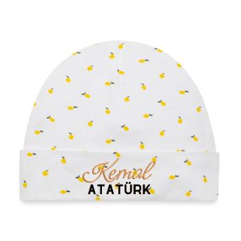 Ataturk Design  - Baby Premium Organic Mütze - Weiß/Zitronengelb - Vorne