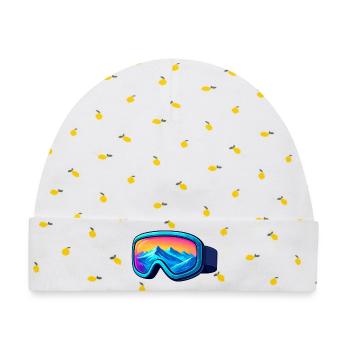 Bunte Skibrille Stylisches Wintersport Desig - Baby Premium Organic Mütze - Weiß/Zitronengelb - Vorne