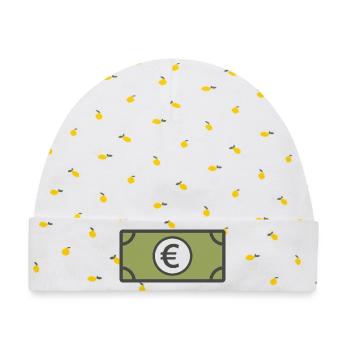 Euro Geldschein | Geld, Finanzen & Währung - Baby Premium Organic Mütze - Weiß/Zitronengelb - Vorne