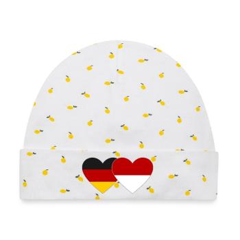 Deutschland Monaco Flagge Herz - Baby Premium Organic Mütze - Weiß/Zitronengelb - Vorne
