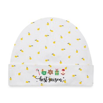 Best Saison ist cozy XMas Weihnachten mit Symbolen - Baby Premium Organic Mütze - Weiß/Zitronengelb - Vorne
