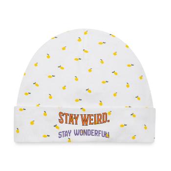 Stay Weird. Stay Wonderful. – Retro Groovy Spruch - Baby Premium Organic Mütze - Weiß/Zitronengelb - Vorne