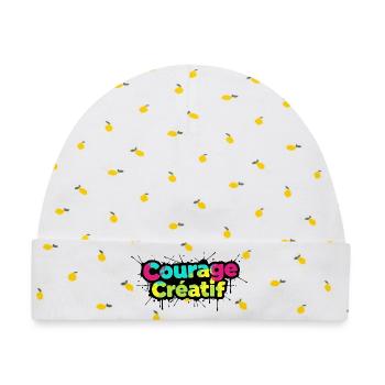 Courage Créatif Bunte Typografie - Baby Premium Organic Mütze - Weiß/Zitronengelb - Vorne