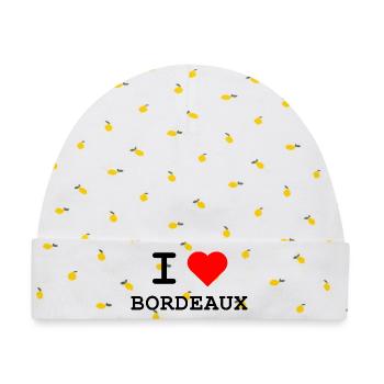 I love Bordeaux - Ich liebe Bordeaux - Baby Premium Organic Mütze - Weiß/Zitronengelb - Vorne