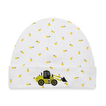 Bagger - Baby Premium Organic Mütze - Weiß/Zitronengelb - Vorne
