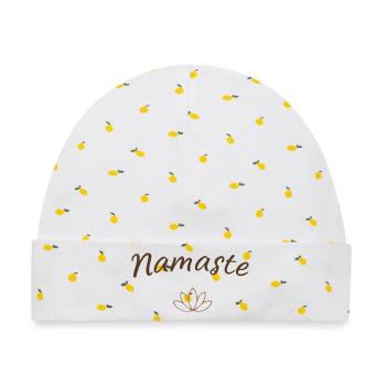 Namaste-Lotus-Bilanz - Baby Premium Organic Mütze - Weiß/Zitronengelb - Vorne