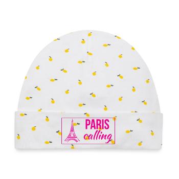 Paris Calling - Baby Premium Organic Mütze - Weiß/Zitronengelb - Vorne