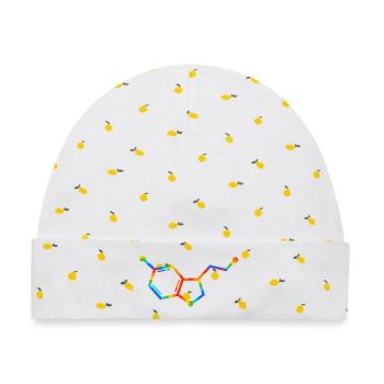 Regenbogenmolekülgeometrie – Seratonin - Baby Premium Organic Mütze - Weiß/Zitronengelb - Vorne