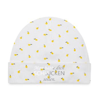 man hätte dich schlucken sollen - Baby Premium Organic Mütze - Weiß/Zitronengelb - Vorne