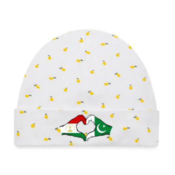 Tajikistan Pakistan Flagge Herzform - Baby Premium Organic Mütze - Weiß/Zitronengelb - Vorne