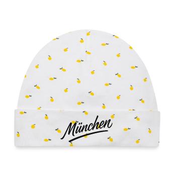München Script Flair - Baby Premium Organic Mütze - Weiß/Zitronengelb - Vorne