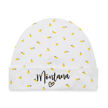 Montana Heart Women's Love Montana - Baby Premium Organic Mütze - Weiß/Zitronengelb - Vorne
