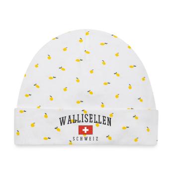 Wallisellen Schweiz Emblem mit Schweizer Flagge - Baby Premium Organic Mütze - Weiß/Zitronengelb - Vorne