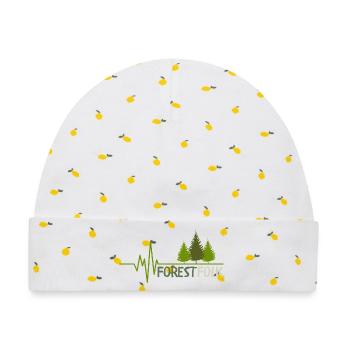 Forest Folk Logo mit Herzschlag - Baby Premium Organic Mütze - Weiß/Zitronengelb - Vorne