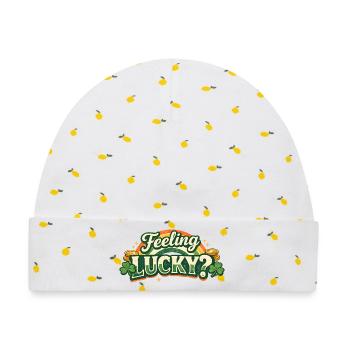 Feeling Lucky Shamrock Logo - Baby Premium Organic Mütze - Weiß/Zitronengelb - Vorne