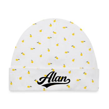 Alans Name erst-letzte Familie - Baby Premium Organic Mütze - Weiß/Zitronengelb - Vorne