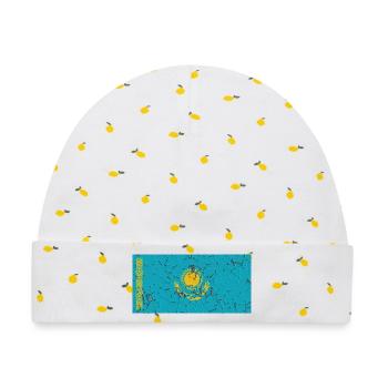 Flagge Kasachstan - Baby Premium Organic Mütze - Weiß/Zitronengelb - Vorne