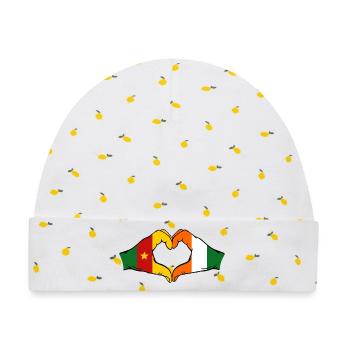 Kamerun Elfenbeinküste Flagge Herz - Baby Premium Organic Mütze - Weiß/Zitronengelb - Vorne