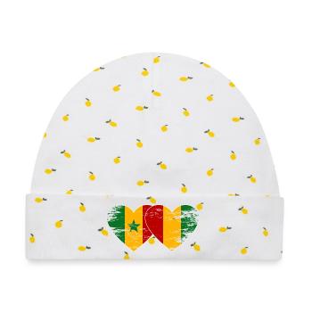 Senegal_Guinea_Flagge_Herz_used - Baby Premium Organic Mütze - Weiß/Zitronengelb - Vorne