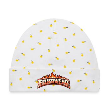 Feuerwehr Flammen Emblem - Baby Premium Organic Mütze - Weiß/Zitronengelb - Vorne