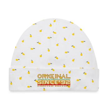Original seit 92 Retro-Abzeichen - Baby Premium Organic Mütze - Weiß/Zitronengelb - Vorne