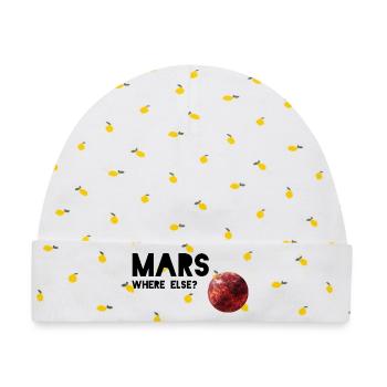 Mars Wo sonst: Design des roten Planeten - Baby Premium Organic Mütze - Weiß/Zitronengelb - Vorne