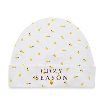 Cozy Season | Schlichtes Herbst Design - Baby Premium Organic Mütze - Weiß/Zitronengelb - Vorne