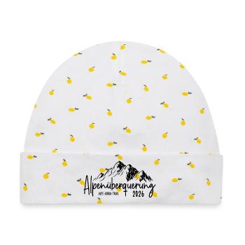 Alpenüberquerung 2026 Alpe Adria Trail - Baby Premium Organic Mütze - Weiß/Zitronengelb - Vorne