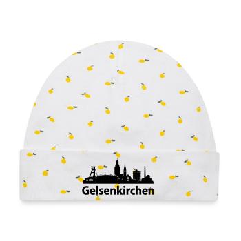 Gelsenkirchen Skyline - Baby Premium Organic Mütze - Weiß/Zitronengelb - Vorne