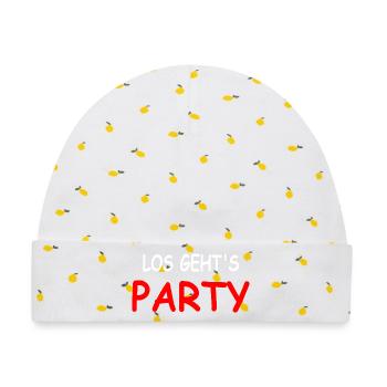 Party - Baby Premium Organic Mütze - Weiß/Zitronengelb - Vorne