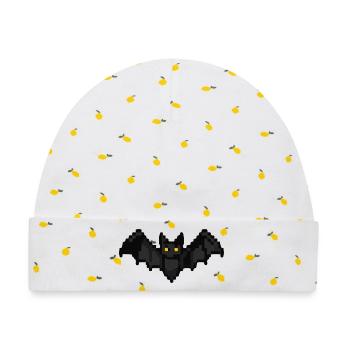 Fledermaus Pixel - Baby Premium Organic Mütze - Weiß/Zitronengelb - Vorne