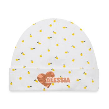 Alessia - Baby Premium Organic Mütze - Weiß/Zitronengelb - Vorne